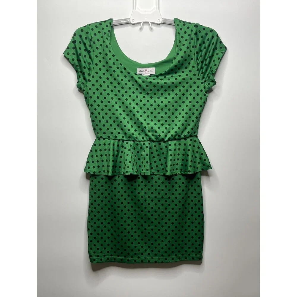 Stitch Btween Dress Womens Medium Green Polka Dot Print Mini - Picture 1 of 6